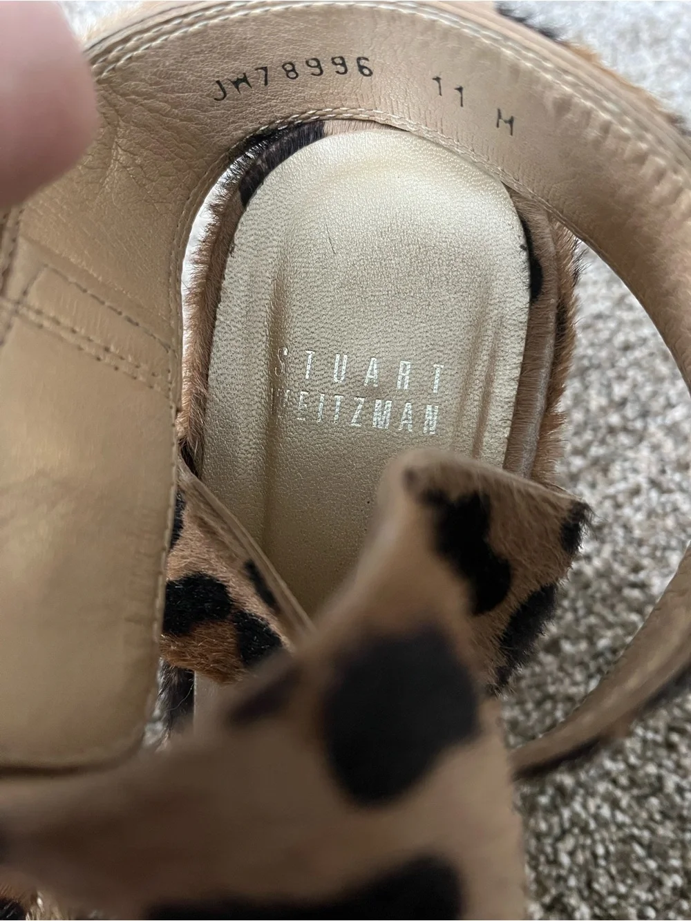 Stuart Weitzman Leopard Print Espadrille Wedge Sandals - Tan/Black Size 11 - Picture 8 of 11